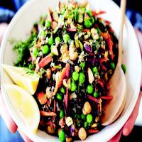 Sprouted Wild Rice with Pistachios and Spring Vegetables image