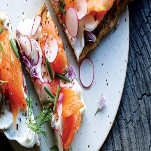 Flatbread with Smoked Trout, Radishes, and Herbs image
