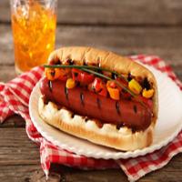 Franks with Grilled Sweet Mini Peppers_image