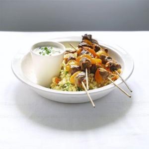 Lamb brochettes with apricot & pine nut couscous_image
