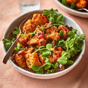 Cauliflower wings & zesty lentil salad image