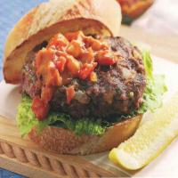 Meatloaf burger with tomato bacon relish_image