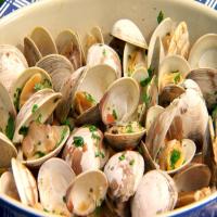 Grilled Clams with Garlic, White Wine, and Tomatoes image