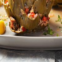 Stuffed Artichokes with Spicy Italian Sausage and Sweet Red Pepper_image