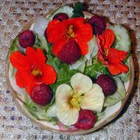 Salad Greens With Nasturtium Flowers image