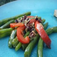 Savory Braised Green Beans With Red Bell Pepper and Walnuts image