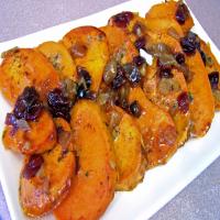 Candied Ginger Sweet Potatoes With Dried Cranberries image