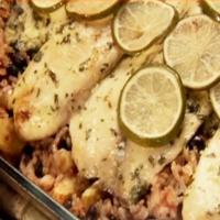 Baked Costa Rican-Style Tilapia with Pineapples, Black Beans and Rice_image