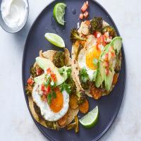 Roasted Broccoli and Potato Tacos With Fried Eggs_image