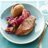Pork Tenderloin Steaks with Wilted Cabbage and Apples_image