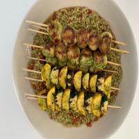Grilled Cilantro-Lime Scallops with Zucchini and Couscous_image