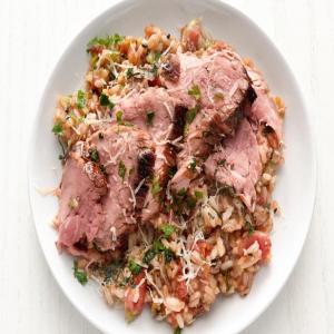 Herb-Crusted Pork Tenderloin with Tomato Rice image