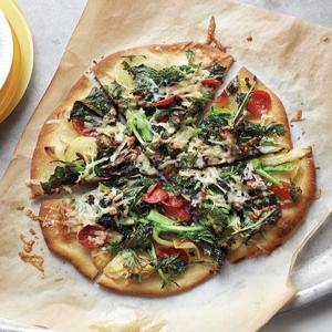 Pepperoni, Potato, and Broccoli Rabe Pizzas_image