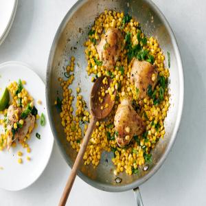 Skillet Chicken Thighs With Brown Butter Corn image