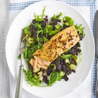 Honey mustard grilled salmon with puy lentils_image