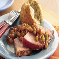 Ham Steak with Barbecued Baked Beans image