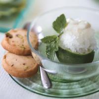 Lime Granita with Candied Mint Leaves and Crème Fraîche_image