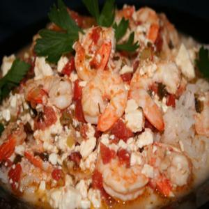 Prawns in Spicy Tomato Sauce With Feta Cheese_image