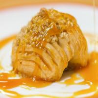 Hasselback Apples with Granola Streusel and Caramel image