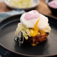 Crab Cakes with Poached Eggs and Horseradish Sauce image