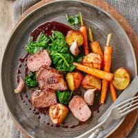 Loin of lamb, wilted spinach, carrots & rosemary potatoes_image