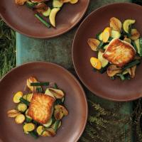 Halibut with Spring Onion and Summer Squash Saute image