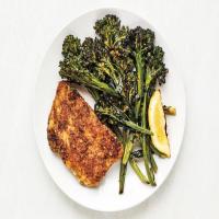 Pistachio-Crusted Halibut with Roasted Broccolini image