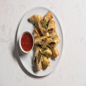 Thai-Style Baked Spring Rolls With Mushrooms and Chicken image