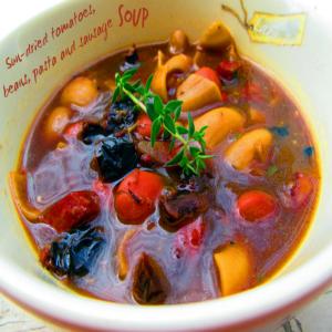 Sun-Dried Tomatoes, Beans, Pasta and Sausage Soup image