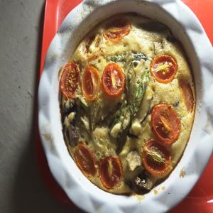 Asparagus Mushroom Crustless Quiche for Two image