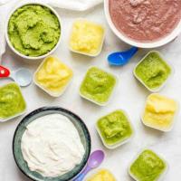 Homemade baby food: Broccoli, zucchini, squash, black beans and yogurt_image