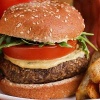 Mushroom Lentil Burger & Fries Recipe by Tasty image