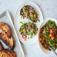 Tomato-Marinated Greens and Beans Toast image