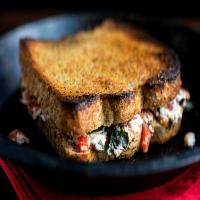 Grilled Goat Cheese, Roasted Pepper, and Greens Sandwich image