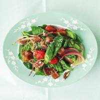 Warm Spinach Salad with Bacon, Tomatoes, and Pecans image