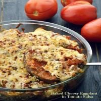 Baked Cheesy Eggplant in Tomato Salsa, with Eggs_image