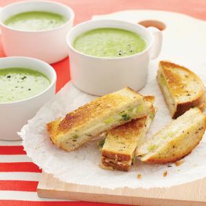 Green-Pea Soup with Cheddar-Scallion Panini_image