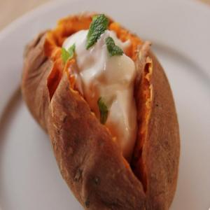 Baked Sweet Potato with Sour Cream and Mint image