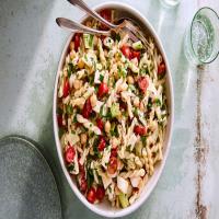 Pasta Salad with Tomatoes, Mozzarella, and Chickpeas image