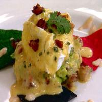 Poached Eggs with Chipotle Dressing and Avocado Relish and Andouille Hollandaise_image