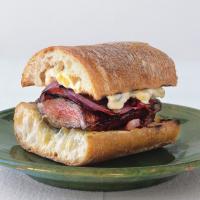 Grilled Skirt Steak and Pepper Sandwiches with Corn Mayonnaise image