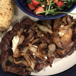 Pan-Roasted Ribeye with Caramelized Onions and White Truffle Butter image
