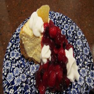 Festive Creamy Cheesecake With Tangy Cranberry Topping!_image