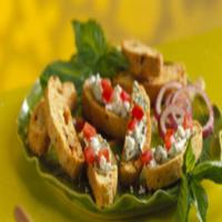 Sun-Dried Tomato Biscotti with Basil-Cream Cheese Topping_image