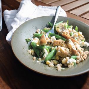Chicken, Green Bean, Corn, and Farro Salad with Goat Cheese Recipe | Epicurious.com_image