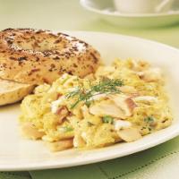 Creamy Scrambled Eggs with Smoked Trout and Green Onions image