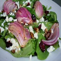 Spinach Salad With Roasted Red Onions, Pecans, Dried Cranberries_image