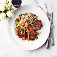 Sticky fig lamb cutlets with warm bean & couscous salad_image