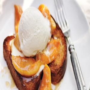 Brown-Butter Apricots with Brioche and Ice Cream image