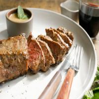 Bobby Flay's New York Strip Steak With Horseradish-Mint Glaze_image